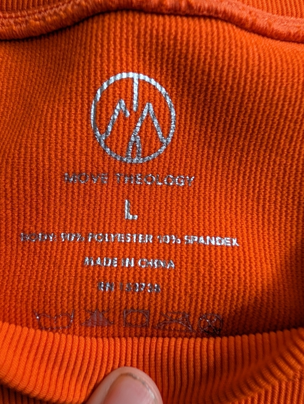 Move Theology Bright Orange Ribbed Crop Top | Athletic Stretch Tee Size L - Picture 5 of 6
